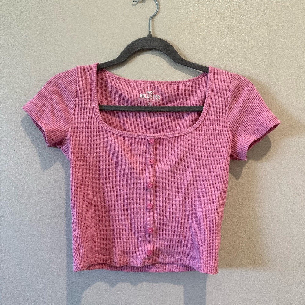 Pink waffle top xs